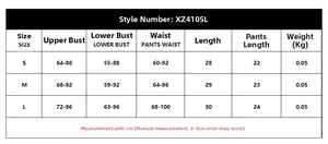 Detailed size chart in centimeters for the sheer butterfly embroidered tube top lingerie set