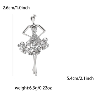 Spécifications de taille pour la broche danseuse en alliage avec strass étincelants