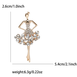 Broche fille dansante or rose avec cristaux blancs pour costumes et manteaux élégants
