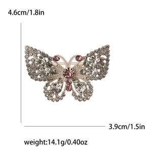Elegant rose gold butterfly brooch with rhinestones and green gems for women accessories