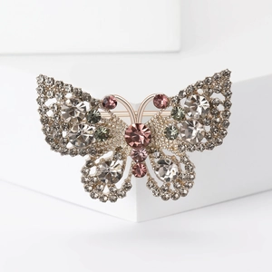 Elegant Alloy Butterfly Brooch Pin With Rhinestone Crystal Hollow Design For Women Fashion Clothes Decoration Jewelry