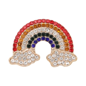 Exquisite Alloy Multicolor Rhinestone Rainbow Brooch With Clouds Pin For Women Korean Style Fashion Jewelry Clothing Accessory