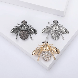 Broche Abeille en Alliage Vintage pour Femmes Pavée de Strass Broche Animal Insecte Accessoire de Costume Élégant pour Banquet et Fête