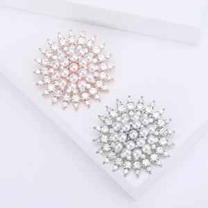 Elegant Sun Flower Brooch Alloy With Imitation Artificial Pearls And Rhinestones Corsage For Women Wedding Banquet Fashion Accessories