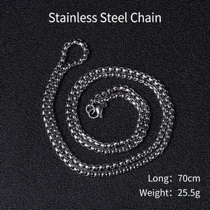 Collar de cadena box de 70cm en acero inoxidable con cierre de langosta para hombre