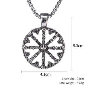Collier avec pendentif roulette croix vintage en acier inoxydable et détails de taille