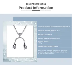 Fiche technique du collier en acier inoxydable avec pendentif casque et ses dimensions