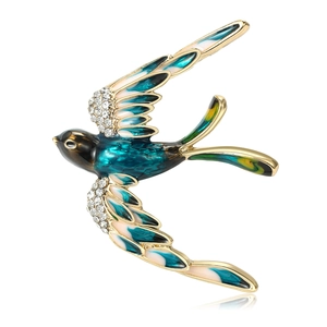 Élégante Broche Hirondelle en Émail Strass Alliage Animal Épingle de Revers pour Femmes Accessoires de Vêtement Bijoux Cadeau