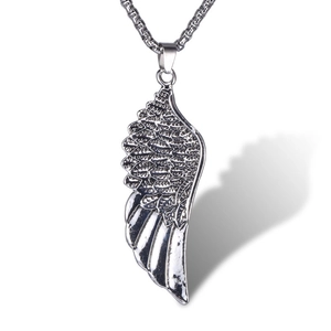 Collier Pendentif Aile d'Ange en Acier Inoxydable Rétro pour Hommes Argent Alliage Aile Charme Chaîne Vénitienne Punk Bijoux de Mode