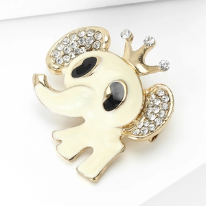 Broche Éléphant de Dessin Animé Mignon Forme d'Animal Broches en Alliage Avec Émail Incrusté de Strass pour Femme Bijoux