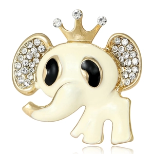 Broche Éléphant Dessin Animé Couronne Alliage Strass Émail Animal Épingles Accessoires Mode Vêtements Bijoux Cadeau Femme