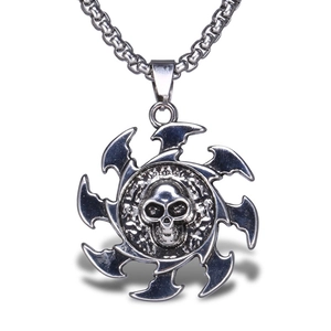 Collier Pendentif Crâne Punk Gothique Pour Homme Acier Inoxydable Alliage Chaîne Maille Miroir Vintage Argent Bijoux