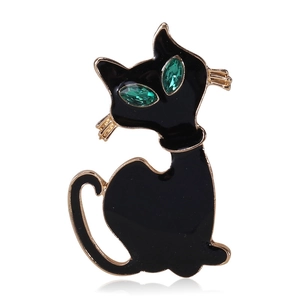 Mode Emaille Kat Brosje Legering Dier Reversspeld Voor Vrouwen Vintage Koreaanse Stijl Strass Oog Brosjes Sieraden Cadeau