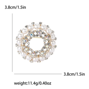 Elegante spilla a corona con perle e strass per abiti e cappotti da donna