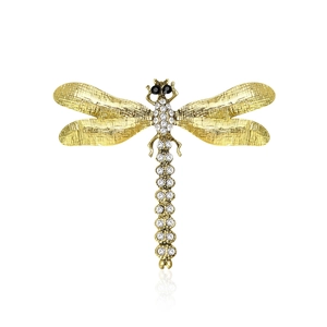 Broche Libellule en Alliage et Strass Élégante pour Femmes Accessoires de Corsage d'Insectes de Mode Bijoux Scintillants Cadeau