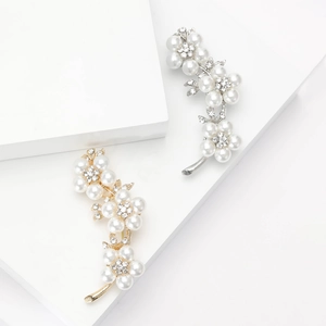 Élégante Broche en Liane de Fleurs en Alliage avec Strass et Künstliche Perles d'imitation pour Mariage Banquet Bureau Femme Bijoux