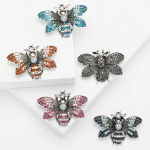 Vintage Alloy Rhinestone Bee Brooch For Women Men Fashion Animal Brooch Pin For Suit Cardigan Scarf Jewelry Gift