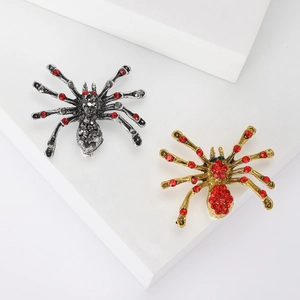 Creative Spider Brooch Alloy Rhinestone Gothic Animal Pin Halloween Suit Brooch Jewelry For Women