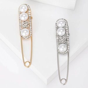 Mode Künstliche Perle Strass Sicherheitsnadel Brosche Für Damen Legierung Geometrische Anzug Kleid Dekorative Reversnadel Schmuck Geschenk