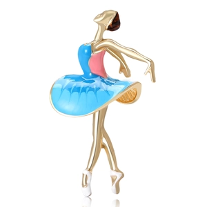 Elegante Legering Balletdanseres Broche Emaille Dansmeisje Speld Voor Dameskleding Zoete Cartoon Sieraden Decoratie Cadeau