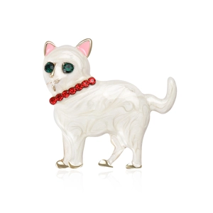 Broche Chat en Alliage À La Mode Avec Strass Émail Forme Animale Broches de Corsage Bijoux pour Décoration de Vêtements Femme