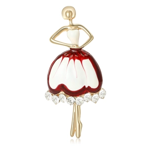 Vintage Schattige Balletmeisje Brosche Met Emaille En Strass Legering Metaal Dansmeisje Pin Voor Vrouwen Dagelijks Feest Sieraden