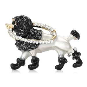 Cute Enamel Poodle Dog Brooch For Women Alloy Rhinestone Animal Lapel Pin Fashion Jewelry Badge Clothes Accessories Gift