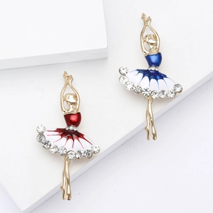 Elegant Alloy Enamel Ballet Girl Brooch Rhinestone Inlaid Dancing Girl Pin For Women Clothing Decoration Accessories Jewelry Gift
