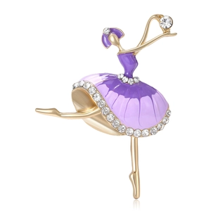 Eleganter Balletttänzerin Emaille Brosche Pin Für Damen Luxus Gold Legierung Strass Tanzendes Mädchen Brustnadel Mode Schmuck Zubehör