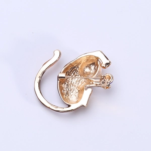 Detailed back view of a gold-plated cat sloth brooch with textured finish and pin clasp