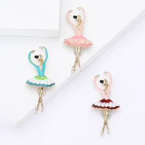 Elegant Ballerina Girl Brooch Alloy Enamel Dancing Girl Shape Pin For Women Dress Suit Accessories Fashion Jewelry Gift