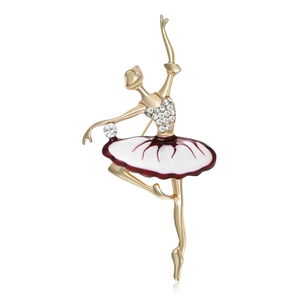 Élégante Broche Fille de Ballet en Alliage d'Émail Avec Strass Incrusté Épingle de Danseuse de Ballet pour Femmes Bijoux de Mode Accessoires de Mariage