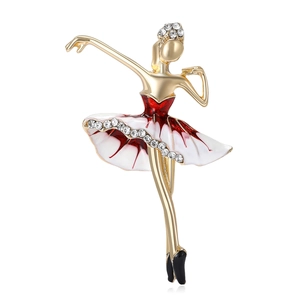 Elegante Spilla per Ragazza di Balletto per Donna Lega Smalto Strass Intarsiato Ragazza Danzante Spilla da Risvolto Accessorio Gioielli di Moda
