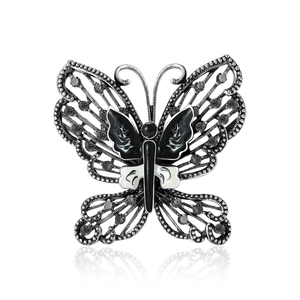 Vintage Alloy Hollow Butterfly Brooch For Women Elegant Multicolor Rhinestone Enamel Insect Corsage Suit Jewelry Accessory