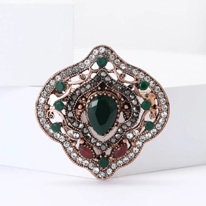 Spilla barocca vintage in lega con cristalli verdi e strass per abiti eleganti