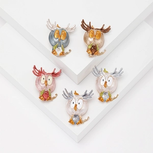 Cute Cartoon Owl Brooch Enamel Drip Oil Alloy Animal Lapel Pin For Women Girls Clothes Hat Bag Accessories Fashion Jewelry Gift
