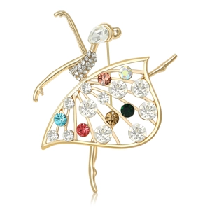 Elegante Spilla in Lega a Forma di Ballerina per Donna Design Cavo con Strass Multicolore Gioielli alla Moda per Feste