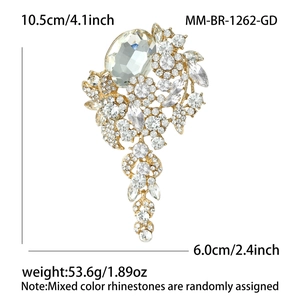 Vintage Goldene Kristall-Brosche mit großem Strassstein für Damen Abendgarderobe