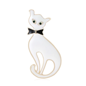 Élégante Broche Chat en Alliage Émaillé Avec Yeux en Strass Épinglette Chat Bijoux Animaux Tendance pour Décoration de Vêtements Accessoires