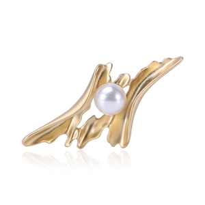 Broche Artistique Abstraite Forme Irrégulière Grande Künstliche Perle Fausse Ronde Métal Mat Or Argent Alliage Bijoux Pour Femme