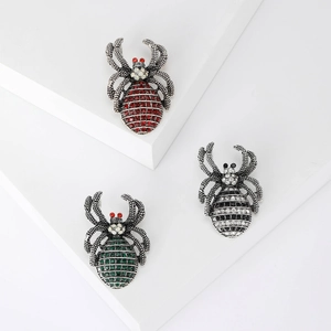 Vintage Punk Alloy Rhinestone Spider Brooch Exaggerated Insect Animal Lapel Pin For Men Women Suit Accessories Jewelry