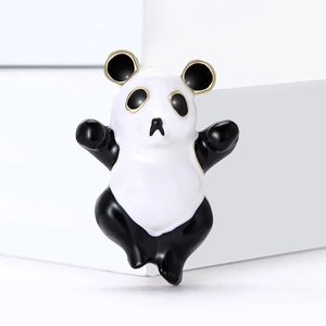 Niedliche Emaille-Brosche Panda mit Goldrand für stilvolle Kleidung Accessoire