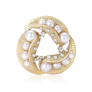 Broche Cercle Géométrique Élégante pour Femmes Alliage Incrusté de Künstliche Perles d'Imitation Strass Style Coréen Décoration de Robe Broche Bijoux