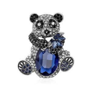 Exquise Broche Animal Panda pour Femmes en Alliage Incrustée d'une Grande Pierre Gemme Ovale et de Strass Accessoires Mode