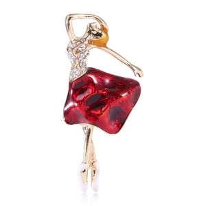 Elegante Ballett Tänzerin Emaille Brosche Pin Mit Strass Legierung Künstlerische Tanzende Figur Brosche Für Damen Bankett Schmuck