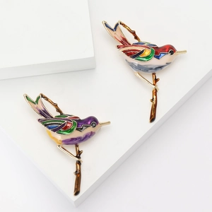 Enamel Bird Brooch Alloy Colorful Animal Pin For Women Coat Cardigan Jewelry Elegant Accessory Wedding Party Gift