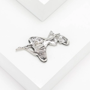 Silver ballet dancer brooch with abalone shell design shown from the back view