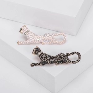 Vintage Luxurious Leopard Animal Brooch Alloy Enamel Rhinestone Inlaid Pin Gold Plated Fashion Jewelry Accessory For Men Women