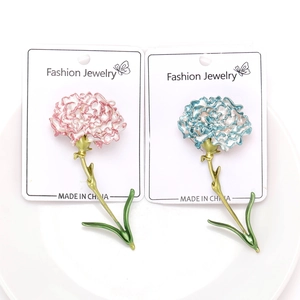 Spille a fiore di garofano in smalto rosa e blu per abbigliamento donna, set in lega