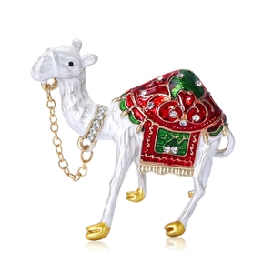 Fashion Alloy Enamel Camel Brooch Pin With Rhinestone Inlaid Animal Shape Gold Black Green Apparel Accessories Jewelry